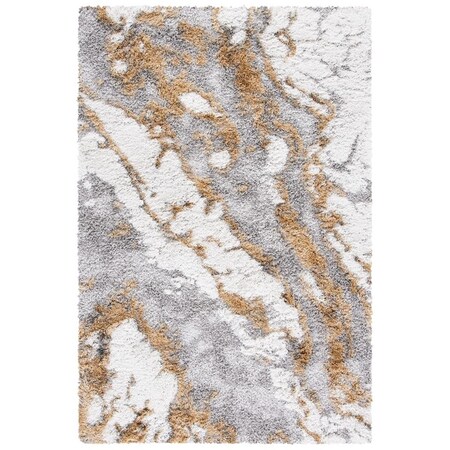 Safavieh 5 ft. 3 in. x 7 ft. 7 in. Rectangle Horizon Shag 800 Rug; Grey & Gold HZN890D-5